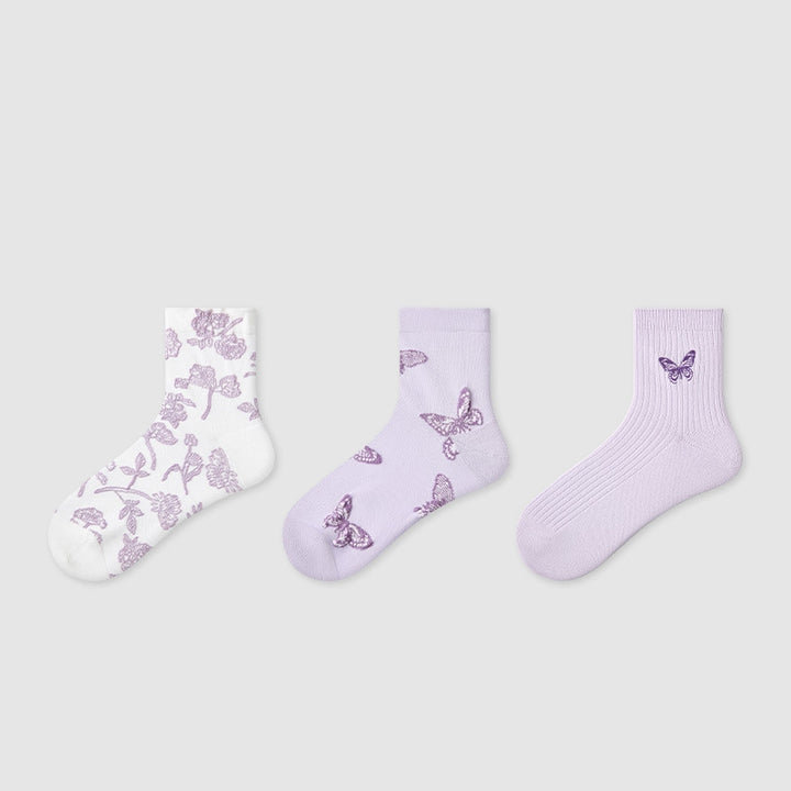 Women Pack Of 3 Patterned Cotton Ankle Length Socks
