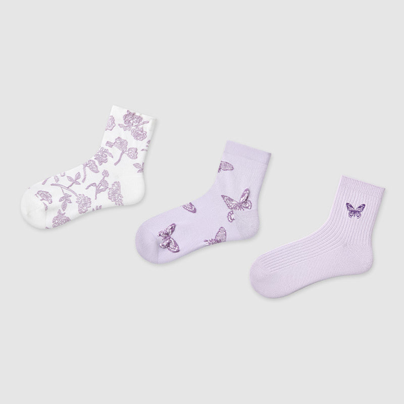 Women Pack Of 3 Patterned Cotton Ankle Length Socks
