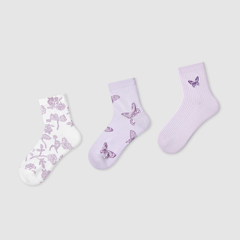 Women Pack Of 3 Patterned Cotton Ankle Length Socks