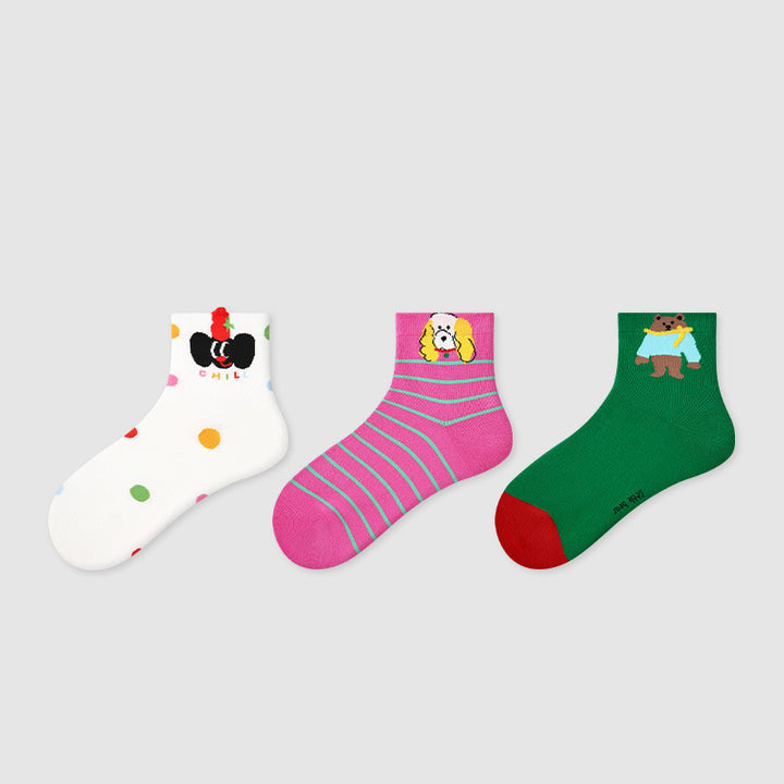 Women Pack Of 3 Patterned Cotton Ankle Length Socks