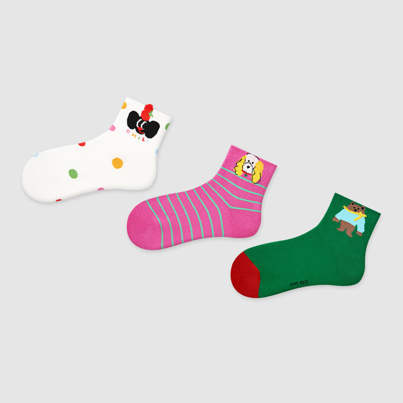 Women Pack Of 3 Patterned Cotton Ankle Length Socks