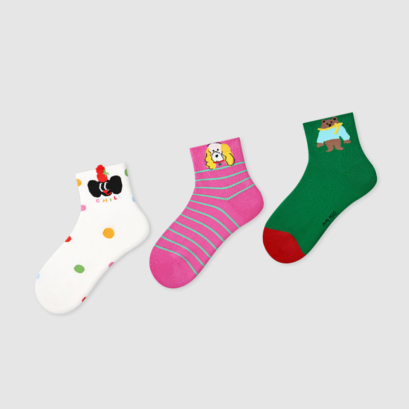 Women Pack Of 3 Patterned Cotton Ankle Length Socks