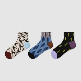 Women Pack Of 3 Patterned Cotton Ankle Length Socks