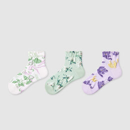 Women Pack Of 3 Patterned Cotton Ankle Length Socks