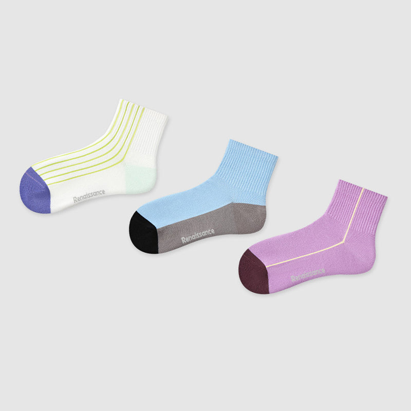 Women Pack Of 3 Patterned Cotton Ankle Length Socks