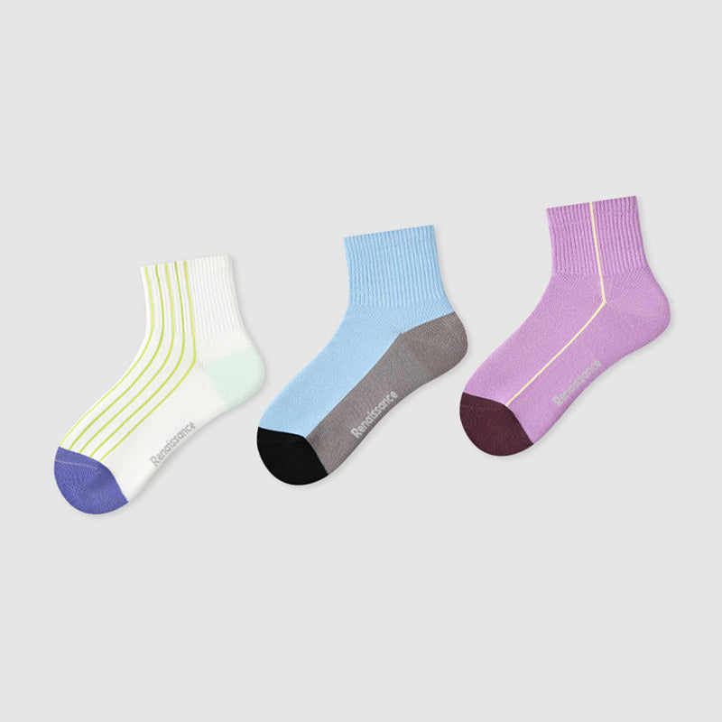 Women Pack Of 3 Patterned Cotton Ankle Length Socks