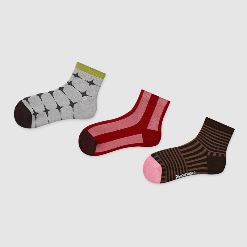 Women Pack Of 3 Patterned Ankle Length Socks