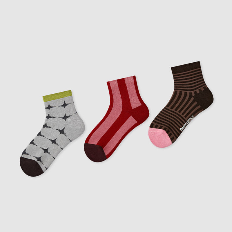 Women Pack Of 3 Patterned Ankle Length Socks
