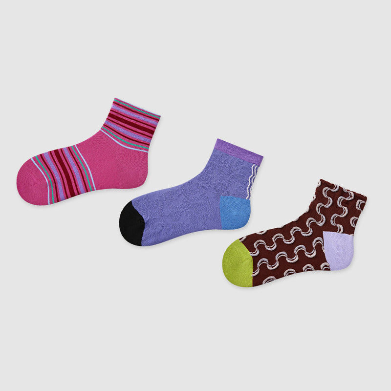 Women Pack Of 3 Patterned Cotton Ankle Length Socks