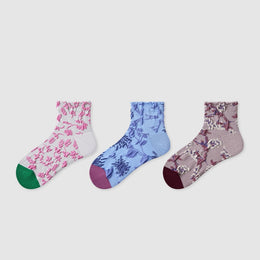 Women Pack Of 3 Patterned Cotton Ankle Length Socks