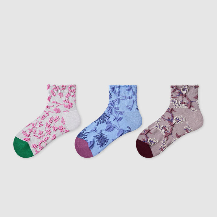 Women Pack Of 3 Patterned Cotton Ankle Length Socks