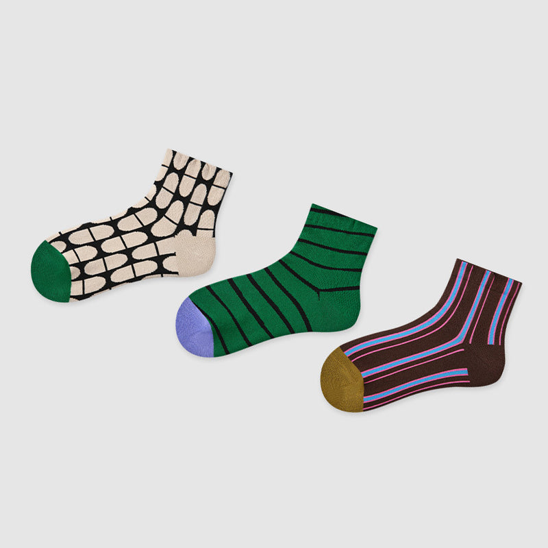 Women Pack Of 3 Patterned Cotton Ankle Length Socks