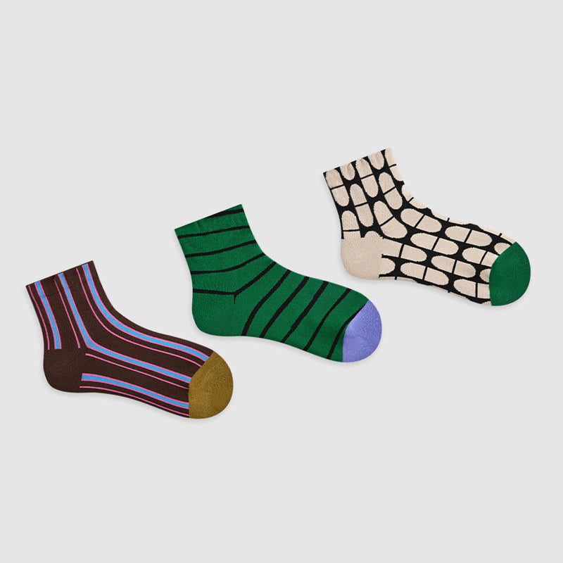 Women Pack Of 3 Patterned Cotton Ankle Length Socks
