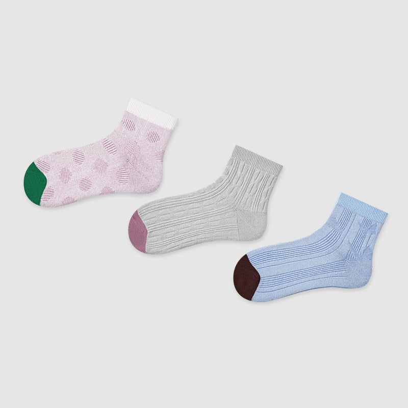 Women Pack Of 3 Patterned Cotton Ankle Length Socks