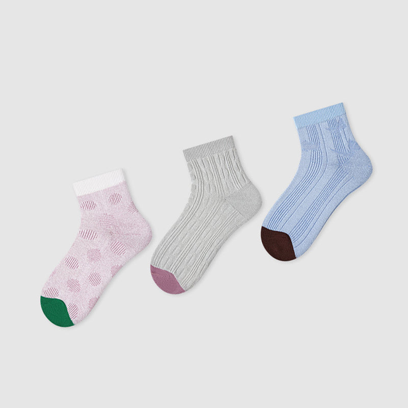 Women Pack Of 3 Patterned Cotton Ankle Length Socks