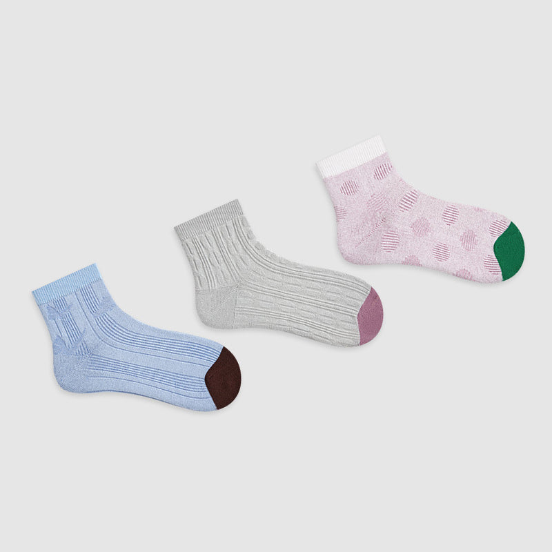 Women Pack Of 3 Patterned Cotton Ankle Length Socks