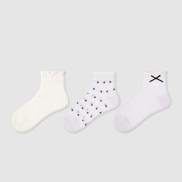 Women Pack Of 3 Patterned Cotton Ankle Length Socks