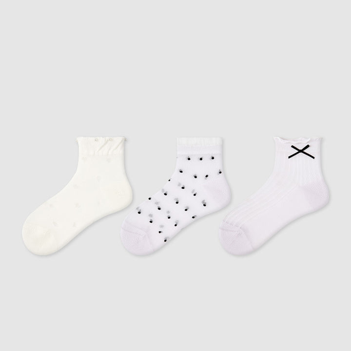 Women Pack Of 3 Patterned Cotton Ankle Length Socks
