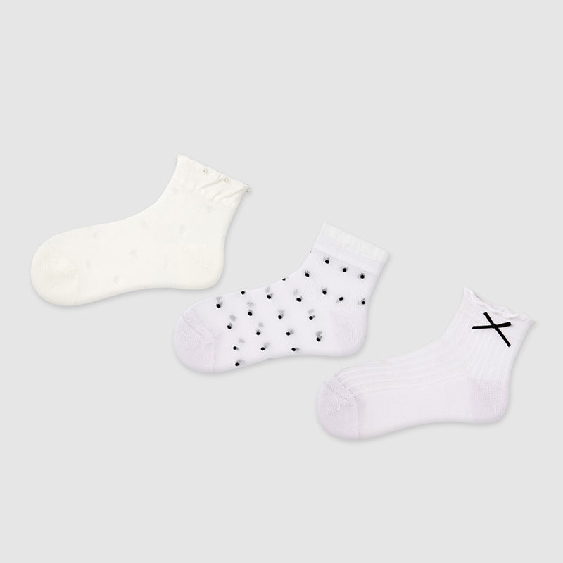 Women Pack Of 3 Patterned Cotton Ankle Length Socks