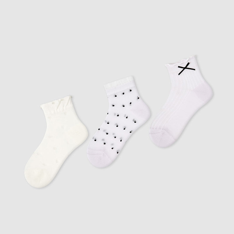 Women Pack Of 3 Patterned Cotton Ankle Length Socks