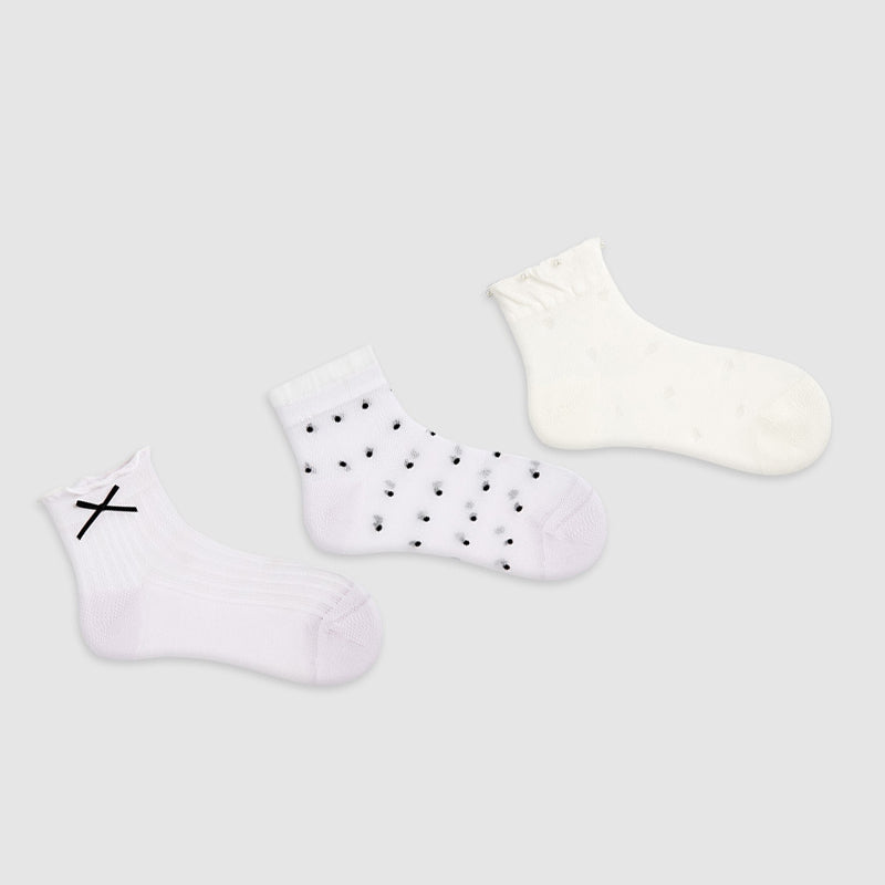 Women Pack Of 3 Patterned Cotton Ankle Length Socks