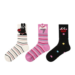 Women Pack Of 5 Patterned Cotton Calf Length Socks