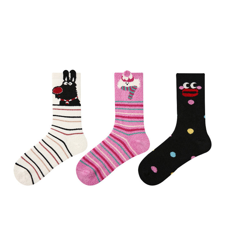 Women Pack Of 5 Patterned Cotton Calf Length Socks