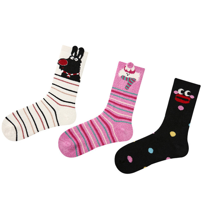 Women Pack Of 5 Patterned Cotton Calf Length Socks
