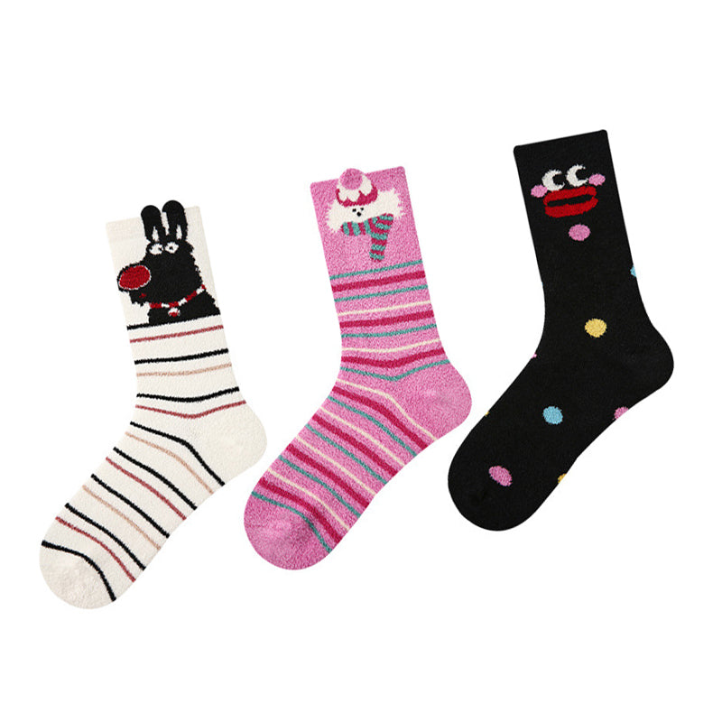 Women Pack Of 5 Patterned Cotton Calf Length Socks