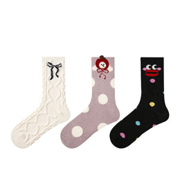 Women Pack Of 3 Patterned Cotton Calf Length Socks
