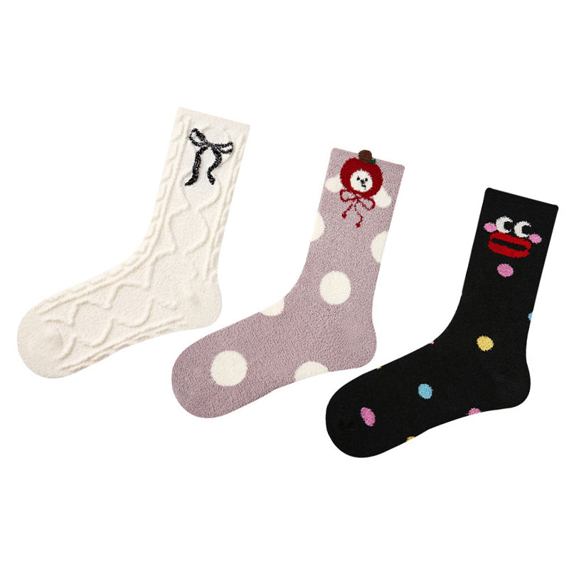 Women Pack Of 3 Patterned Cotton Calf Length Socks