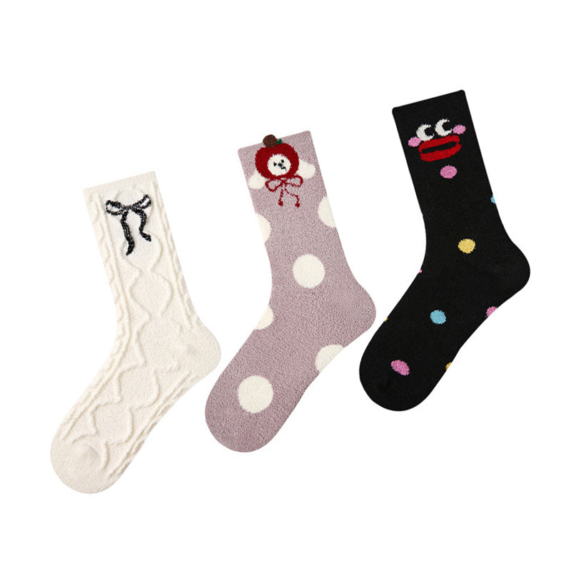 Women Pack Of 3 Patterned Cotton Calf Length Socks