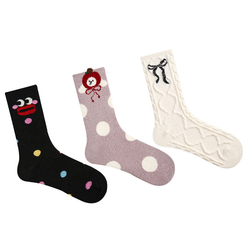Women Pack Of 3 Patterned Cotton Calf Length Socks
