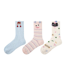 Women Pack Of 3 Patterned Cotton Calf Length Socks