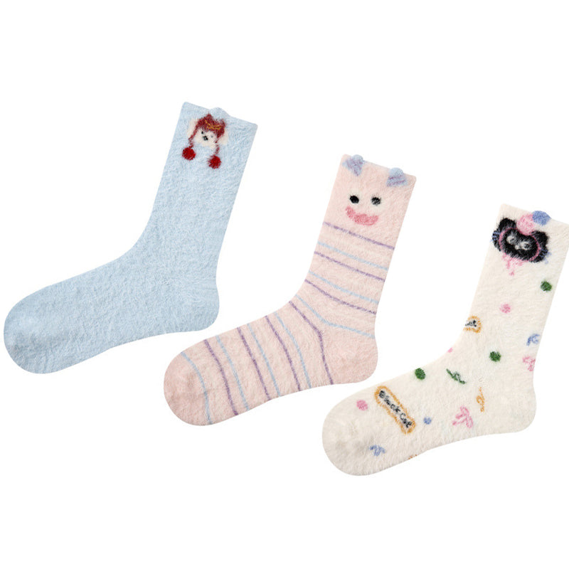 Women Pack Of 3 Patterned Cotton Calf Length Socks