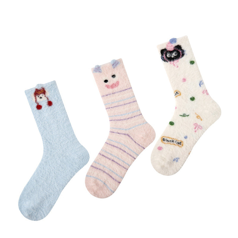 Women Pack Of 3 Patterned Cotton Calf Length Socks