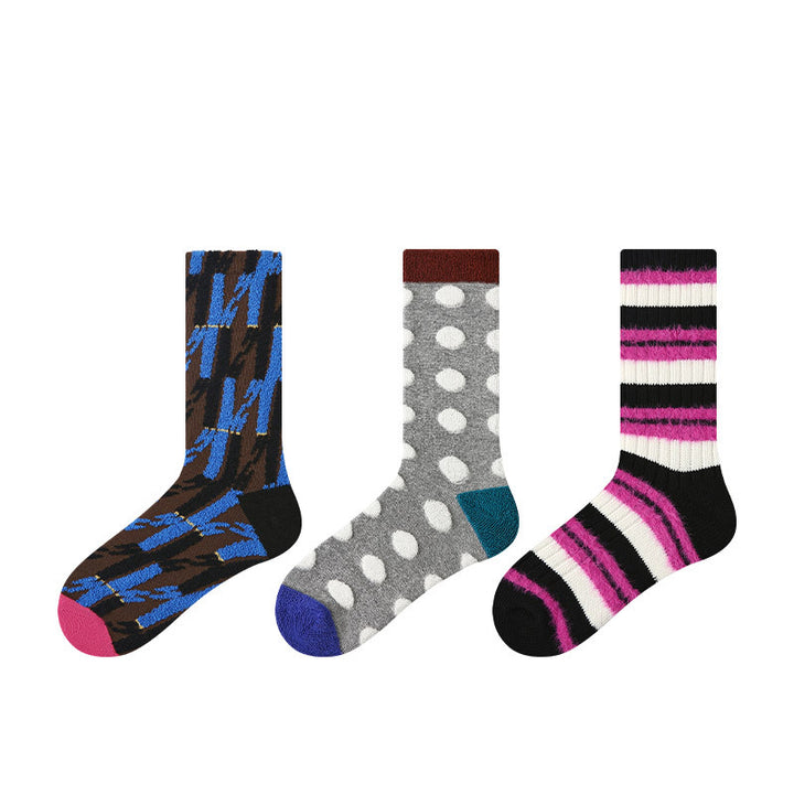 Women Pack Of 3 Patterned Cotton Calf Length Socks