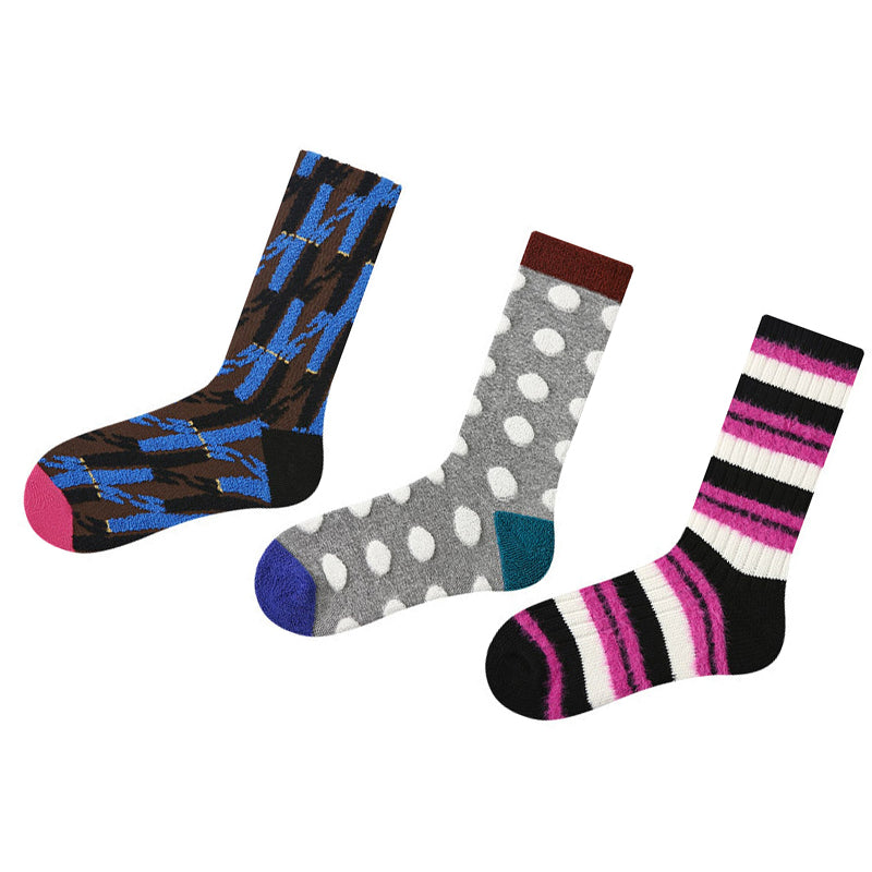 Women Pack Of 3 Patterned Cotton Calf Length Socks