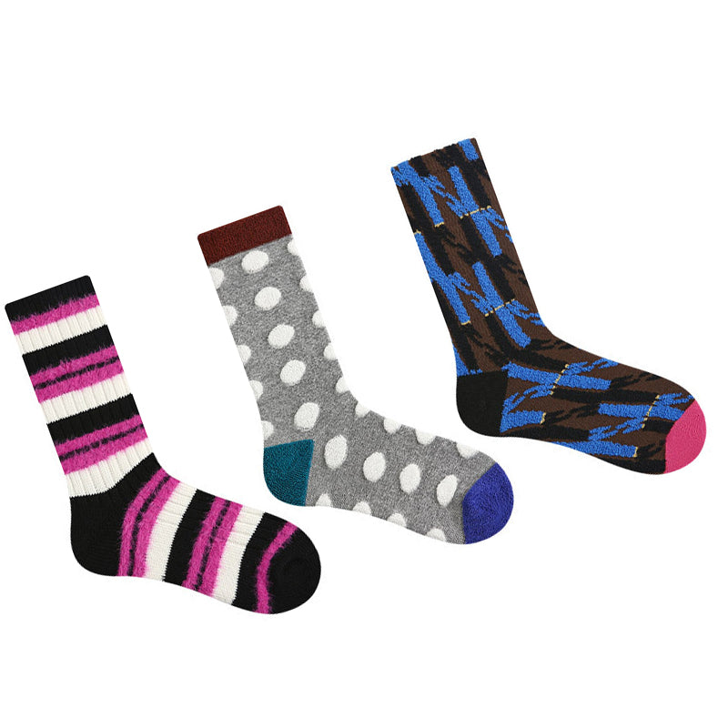 Women Pack Of 3 Patterned Cotton Calf Length Socks