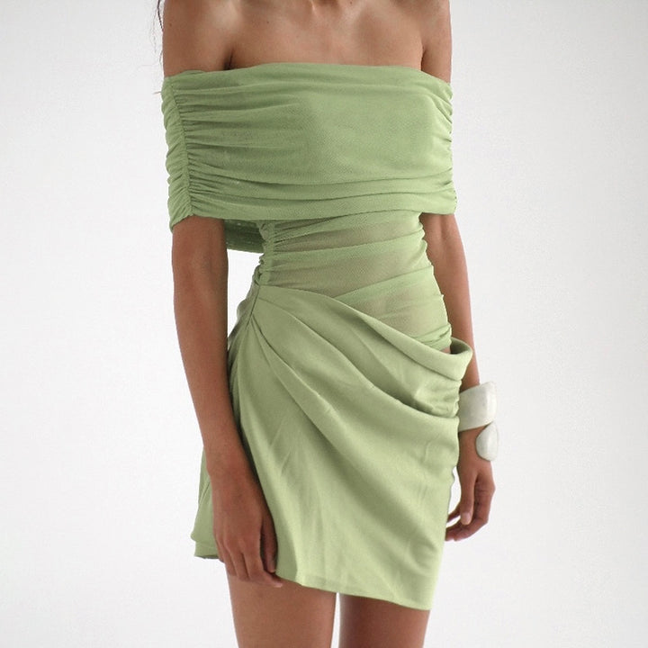 Women Off-Shoulder Gathered or Pleated Sheath Dress