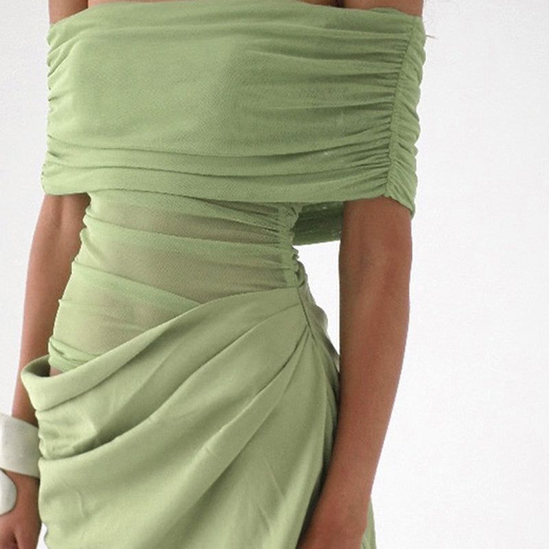 Women Off-Shoulder Gathered or Pleated Sheath Dress