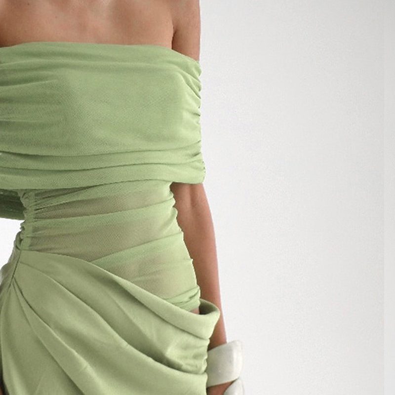 Women Off-Shoulder Gathered or Pleated Sheath Dress