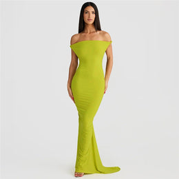 Off-Shoulder Ruched Bodycon Maxi Dress