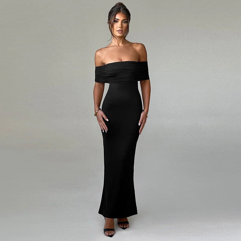Women Off-Shoulder Gathered or Pleated Bodycon Dress