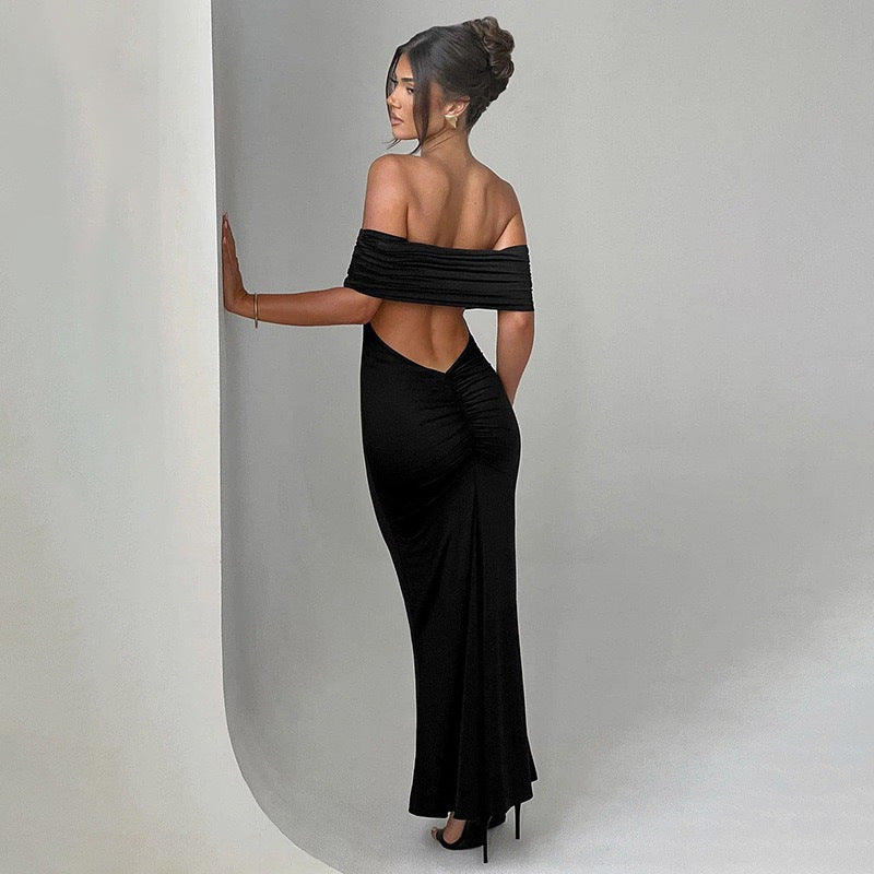 Women Off-Shoulder Gathered or Pleated Bodycon Dress