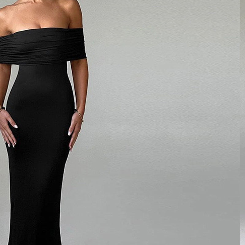 Women Off-Shoulder Gathered or Pleated Bodycon Dress