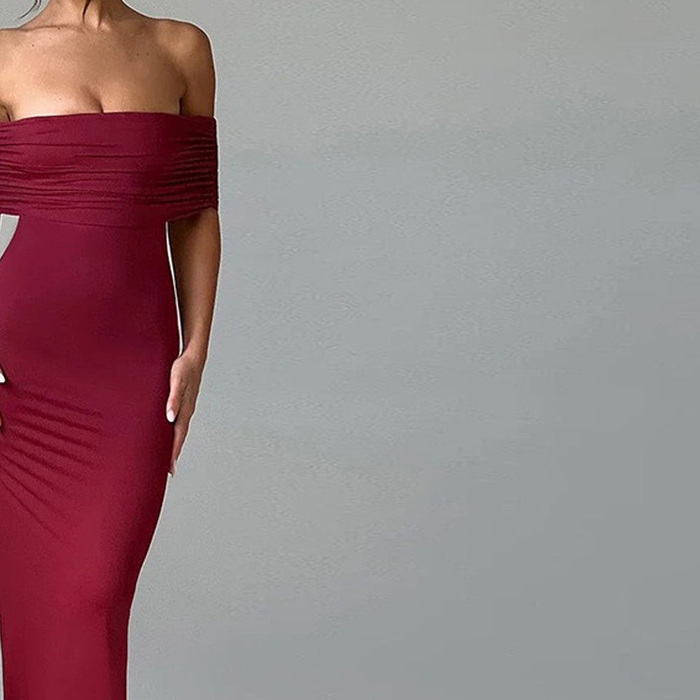 Women Off-Shoulder Backless Bodycon Maxi Dress