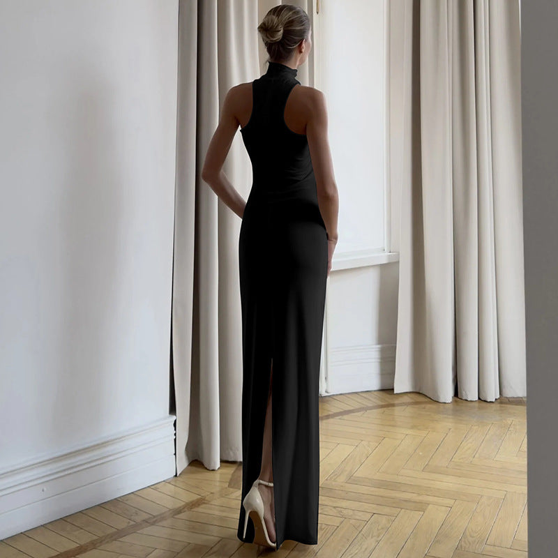 Choker Neck Applique Maxi Dress
