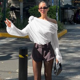 Women One Shoulder Gathered Regular Top