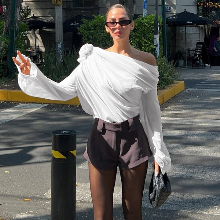 Women One Shoulder Gathered Regular Top